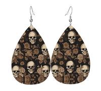 Papier peint gothique tête de mort. Cette boucle d'oreille en cuir ressemble à un pendentif en forme de goutte d'eau, tendance et polyvalente, hypoallergénique, taille unique