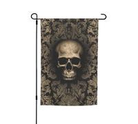 Papier peint gothique tête de mort drapeau de jardin double face ferme vacances drapeau de cour 30,5 x 45,7 cm Bannière extérieure saisonnière pour printemps, été, pelouse, porche, décoration