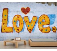 Papier peint graffiti 150 x 105 cm, décoration murale Love Street Art pour chambre à coucher, décoration murale graffiti (ne pas décoller et coller)