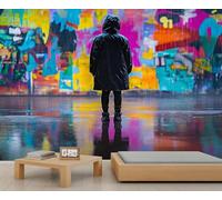 Papier peint graffiti 3D, décoration murale Street Art, graffiti pour chambre d'enfant, salon, chambre à coucher, canapé, arrière-plan TV - 366 x 254 cm