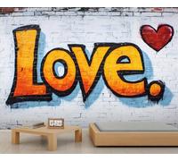 Papier peint graffiti, amour romantique, grand papier peint mural pour chambre à coucher, papier peint graffiti, 350 x 254 cm (ne pas décoller et coller)