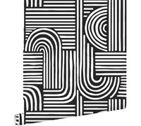 papier peint graphique 3D noir et blanc 53 cm x 10.05 m - ESTAhome