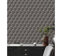Papier Peint Graphique 3D Optique Avec Motif Polygonal - Gris, Beige, Noir