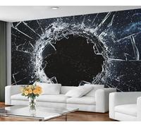 Papier peint graphique 3D pour salon - Papier peint à décoller et à coller - Papier peint mural à effet de balle pour chambre à coucher - Grande décoration murale à texture brisée - Autocollant