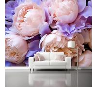 Papier Peint Gros plan Fleurs Pivoine Moderne, 300 x 210 cm 3D Impression Haute Définition Papier Peint, Coloré Décoration Murale Poster Anti-rides Murale Salon Chambre á Coucherr Bureau Salle