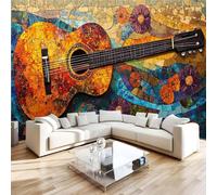 Papier Peint Guitare Classique Musique 3D Panoramique intissé Murale Papier Peint xxl Fresque Murale Moderne pour Salon Chambre, Peinture Murale Décorative 366x254cm 2yf326