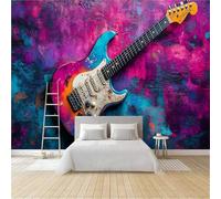 Papier Peint Guitare, Musique, Abstrait 3D Panoramique intissé Murale Papier Peint xxl Fresque Murale Moderne pour Salon Chambre, Peinture Murale Décorative 300x210cm 2yf107
