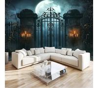 Papier Peint Halloween porte de prison Panoramique 3D Papier Peint Style gothique Murale Salon Chambre à Coucher Maison Décoration Intérieure (400 x 280 cm (W x H))