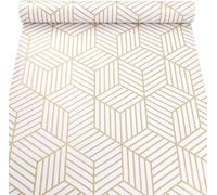 Papier Peint Hexagonal à Rayures géométriques dorées et Blanches - Papier Peint Autocollant Amovible en Vinyle Amovible - pour étagère et tiroir-300x45cm
