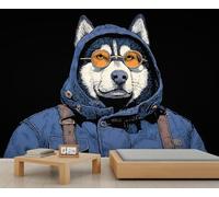 Papier peint Husky cool motif chien tendance papier peint rue style bête papier peint peintures murales pour chambre d'enfant salon art 280 x 200 cm