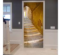 Papier Peint Imperméable Auto-Adhésif 3D Escalier En Pierre Ruelle Étroite 80 X 200 Cm Autocollants De Porte Salon Chambre Autocollants Pour La Maison Art 3D Autocollants - Photos De Porte - Peinture