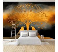 Papier Peint Impression Fantaisie Arbre De Vie Mystique, Papier Peint Intissé Panoramique Violet Décoration Murale Pour Salon Chambre Chambre D'Enfant 200 x 140 cm (L x H)