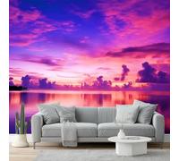 Papier Peint Impressionnisme Panoramique 3D Rose Et Violet Nuages Et Lac Grandes Murales Poster Pour Salon, Adulte Chambre D'Enfants, Étude Maison Décoration Intérieure 250 X 175 Cm