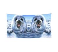 Papier peint imprimé phoque du Groenland - Bannière de cadeaux de vacances - Décoration à suspendre pour fête de Noël et Halloween