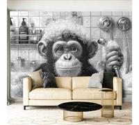 Papier peint intissé 250 x 175 cm Décoration murale pour salon, Gorilla Fun Moderne Moderne Décoration Coucher Bureau Salle Fond Décor TV Gris foncé