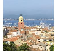 Papier Peint intissé 270x250cm, Photo Trompe l'oeil Port de Saint Tropez, Magnifique Panorama