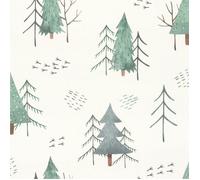 Rasch Papier peint intissé 300734 pour chambre d'enfant Motif arbres verts Blanc 10,05 m x 0,53 m