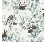 Rasch WTD 301144 Papier peint intissé clair avec eucalyptus et pandas à l'aquarelle 10,05 x 0,53 m