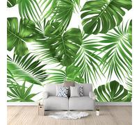 Papier peint intissé 350 x 256 cm décor mural moderne Planter Des Feuilles Tropicales Papier Peint Panoramique pour Salon Chambre Bureau Couloir murale décoration Blanc 3D Effet Papier peints