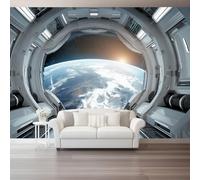 Papier Peint Intissé 350 x 256 cm Panoramique Modèle De Vaisseau Spatial Chambre Déco Photo Murale Décorative, Blanc Tenture Murale Papier Peint pour Appartement Décoration Salon