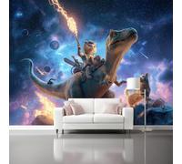 Papier peint intissé 350 x 256 cm Poster Tableaux Chats fantastiques dinosaures Panoramique Photo Trompe l'oeil Tableaux MurauxTapisserie Photo Décoration Murale Couleur