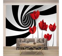 Papier Peint Intissé 350X250 Cm Coquelicots Rouges 3D Poster Géant Photo Mural Intissé Autocollant Tableaux Muraux Salon Chambre Décoration
