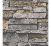 A.S. Création Bricks & Stones 388131 Papier peint 3D Effet pierre Gris Beige - 10,05m x 0,53m - Fabriqué en Allemagne