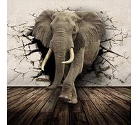 Papier peint intissé 3D Effet Panoramique 200x140 cm Éléphant animal Décoration Murale XXL Poster Geant Mural Personnalisé 3D pour Salon Chambre