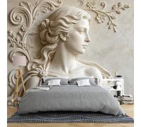 Papier Peint Intissé 3D En Relief Représentant Une Déesse Classique Avec Des Motifs Floraux Et Des Volutes De Style Rococo Dimensions : 159 × 280 Cm Décoration Murale Vintage Pour Chambre Ou Sa