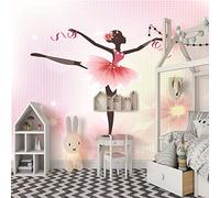 Papier Peint Intissé 3D Fille Danseuse Ballet Décoration Murale Poster Tableaux Muraux Tapisserie Photo Trompe l'oeil Salon Chambre à Coucher Fond de TV - 250cm(W) x175cm(H) - 5 Stripes