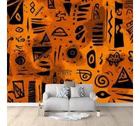 Papier peint intissé 3D, motif runique rétro marron, papier peint photo, décoration murale, tableau mural, papier peint intissé, salon, chambre, bureau, couloir, décoration murale, 430 cm x 300 cm