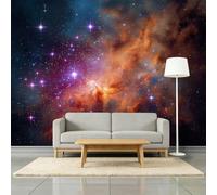 Papier Peint Intissé 3D Nébuleuse Cosmique Galaxie Étoiles Mur Photo Murales, Photographie Spatiale Papier Peint Panoramique Muraux 200 x 140 cm Pour Salon Tv Canapé Thème Hôtel Luxe Couloir