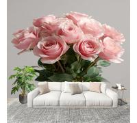 Papier Peint Intissé 3D Panoramique 250x175 cm Bouquet de Roses Hd Papier Peint Photo Fresque Murale Décoration Murale Personnalisée, Rose Résistant à la Poussière, Poster Mural