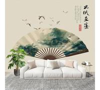 Papier Peint Intissé 3D Panoramique 250x175 cm Motif D'éVentail Chinois Papier Peint Photo Fresque Murale Décoration Murale Personnalisée, Beige Résistant à la Poussière, Poster Mural