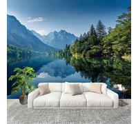 Papier Peint Intissé 3D Panoramique 350x256 cm ForêTs, Montagnes, Lacs Papier Peint Photo Fresque Murale Décoration Murale Personnalisée, Paysage Naturel Résistant à la Poussière, Poster Mural