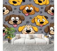 Papier Peint Intissé 3D Panoramique 400x280 cm Portrait de Chiot Mignon Papier Peint Photo Fresque Murale Décoration Murale Personnalisée, Chien Animal Résistant à la Poussière, Poster Mural