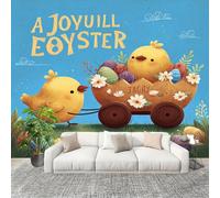 Papier Peint Intissé 3D Panoramique 400x280 cm Poussins Sur Le ThèMe de PâQues Papier Peint Photo Fresque Murale Décoration Murale Personnalisée, Bleu Résistant à la Poussière, Poster Mural