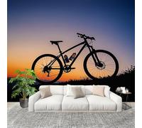 Papier Peint Intissé 3D Panoramique 400x280 cm Silhouette de VéLo Simple Papier Peint Photo Fresque Murale Décoration Murale Personnalisée, Sens de L'AtmosphèRe Résistant à la Poussière, Poster Mural