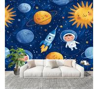 Papier Peint Intissé 3D Panoramique 400x280 cm ThèMe de L'Espace de Dessin Animé Papier Peint Photo Fresque Murale Décoration Murale Personnalisée, Bleu Résistant à la Poussière, Poster Mural