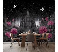 Papier Peint Intissé 3D Roses De Château Gothiques 250x175 cm Papier Peint Poster Tableaux Photo Muraux Panoramique Moderne, Pour Salon Chambre Chambre D'Enfant Décor Murale