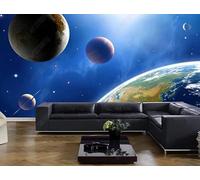 Papier Peint Intissé 3D Univers Espace Planète Décoration Murale Muraux Tapisserie Photo Trompe L'Oeil Salon Chambre Art Mural 250(W) X175(H) Cm