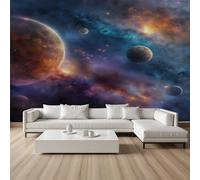 Papier Peint Intissé 3D Univers Planète Corps Céleste Tapisserie Murale Papier Peint Système Solaire Galaxie Ciel étoilé Wallpaper Panoramique Décoration Murale pour Meuble Salon Chambre 200x150cm