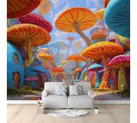Papier Peint Intissé 500 x 280 cm Forêt De Champignons Décoration Murale Panoramique, Art Numérique Facile à Nettoyer Papier Peint Panoramique Pour Salon Couloir Bureau Moderne Poster Photo Murale