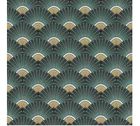 Rasch Papier peint intissé 637618 avec motif art déco vert et doré - 10,05 m x 0,53 m