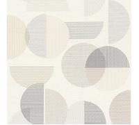 Rasch 735956 Papier peint intissé clair avec motif géométrique de cercles et demi-cercles Beige et gris 10,05 x 0,53 m