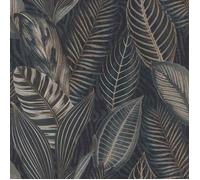 Rasch Papier peint 751840 - Papier peint non tissé avec de grandes feuilles en bleu et or métallisé de la collection African Queen III