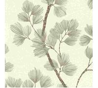 Rasch Symphony 866902 Papier peint intissé avec branches et fleurs fantaisie en blanc, vert et marron, 10,05 x 0,53 m (L x l)