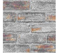Rasch Symphony 869002 Papier peint intissé aspect brique Gris et marron 10,05 x 0,53 m (L x l)