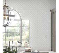 Papier peint intissé à peindre Mr.Jones imprimé géométrique en relief blanc L.1000 x l.52cm Laura Ashley