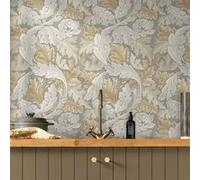 Papier peint intissé Ancanthus neutral imprimé feuillage beige crème L.1000 x l.52cm William Morris